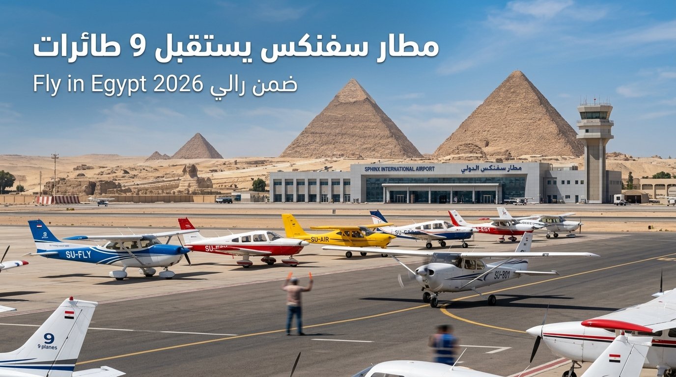 مطار سفنكس يستقبل 9 طائرات ضمن رالي Fly in Egypt 2026.. جولة جوية تجمع بين الطيران والسياحة